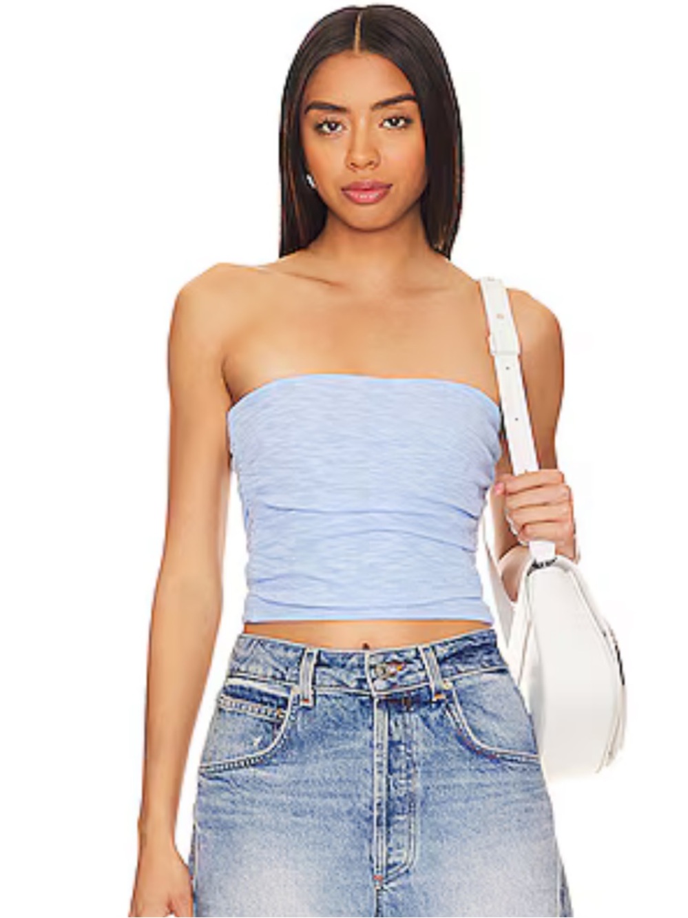FREE PEOPLE Boulevard Tube Top in Blue Vista
